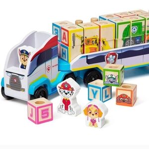 Melissa & Doug PAW Patrol Wooden ABC Block Truck (33 Pieces) - Sort And Stack
